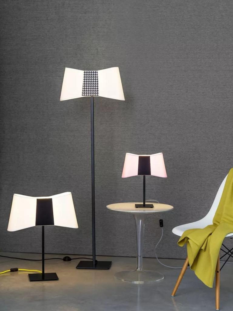 Lampadaire Grand Couture Blanc  Pied-de-Poule-4