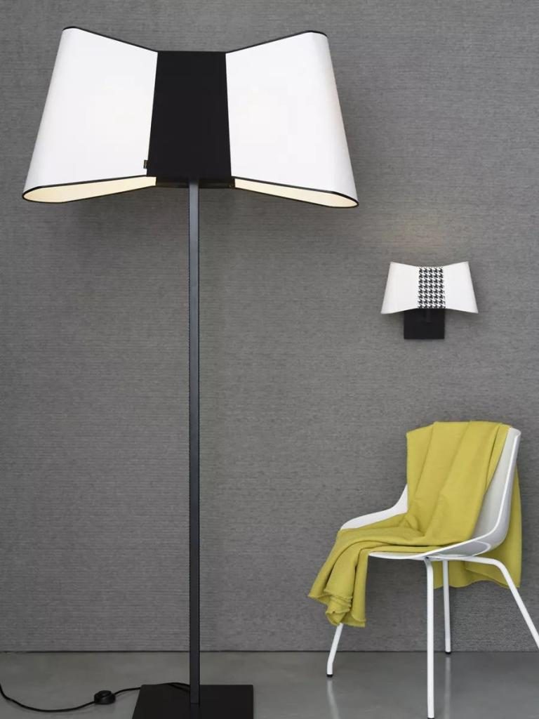 Lampadaire XXL Couture Blanc Noir-4