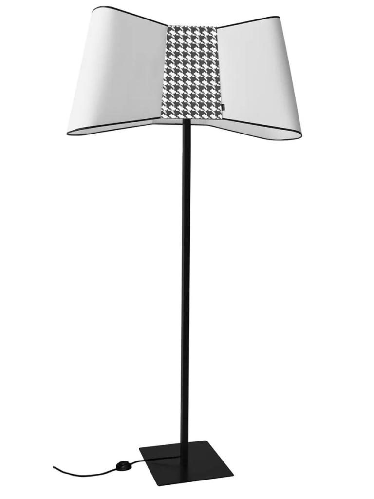 Lampadaire XXL Couture Blanc Pied-de-Poule-3
