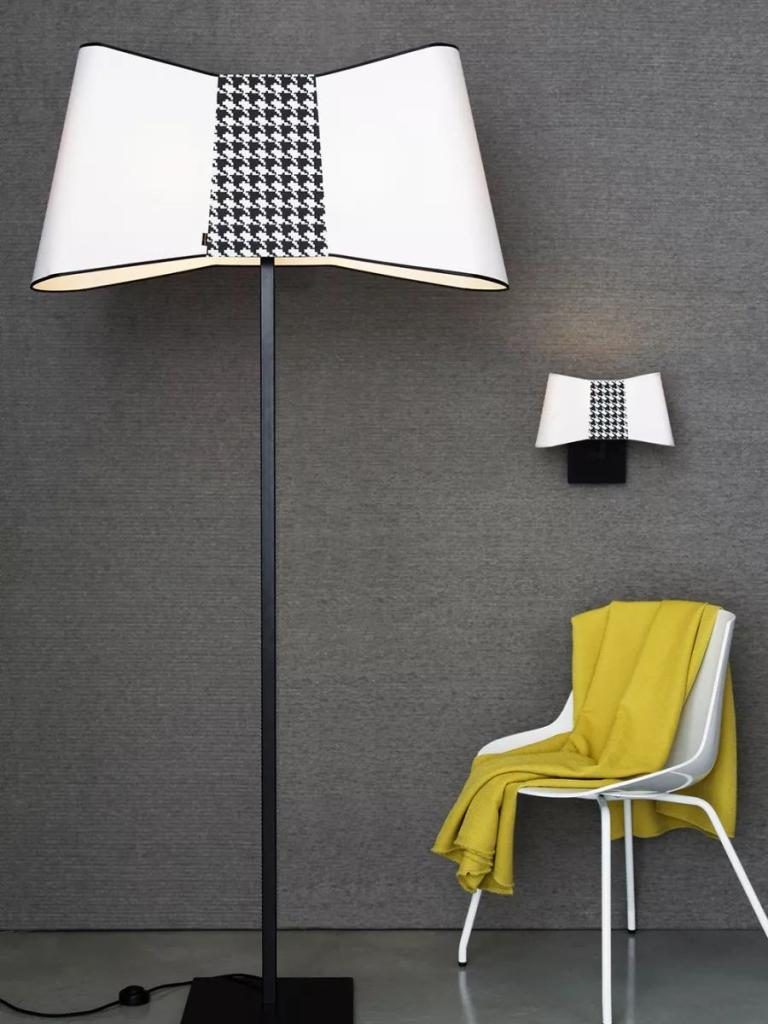 Lampadaire XXL Couture Blanc  Pied-de-Poule-4
