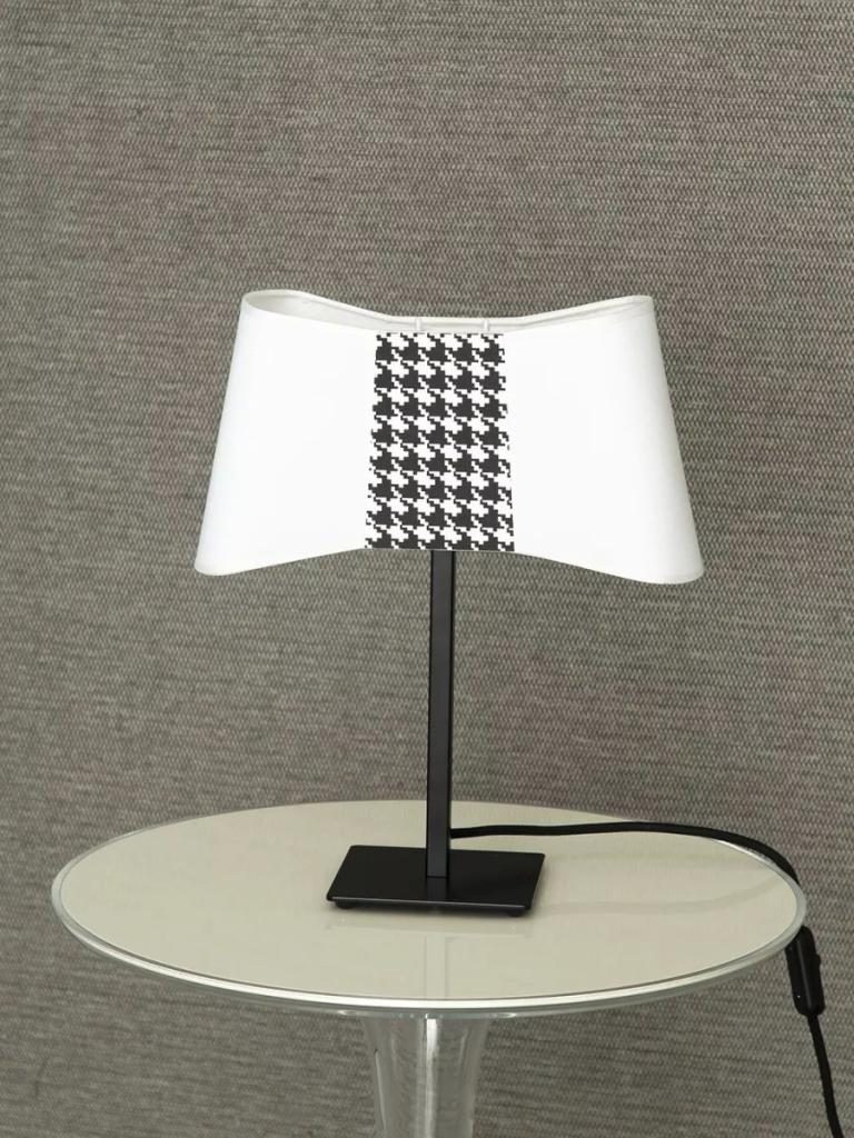Lampe de Table Grand Couture Blanc Pied-de-Poule-5