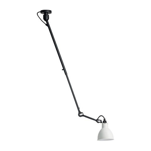Plafonnier Lampe Gras N°302 Noir Abat-jour Rond Blanc-3