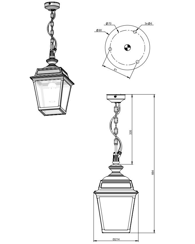 Suspension extérieur Place des Vosges 1 Tradition N°1 Gris ardoise-3