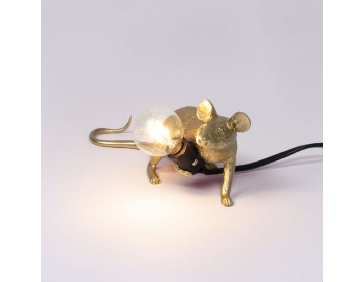 Lampe à poser en résine doré 6,2 x 21 cm Mouse Lamp Lop - Seletti
