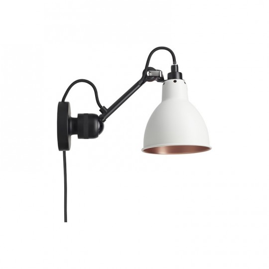 Applique 304 Noir Satiné Réflecteur Blanc Cuivre avec Interrupteur