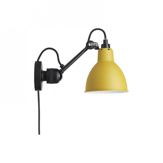 Applique 304 Noir Satiné Réflecteur Jaune avec Interrupteur