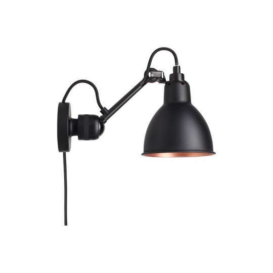 Applique 304 Noir Satiné Réflecteur Noir Cuivre avec Interrupteur