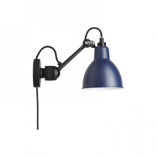 Applique 304 Noir Satiné Réflecteur Bleu avec Interrupteur
