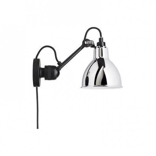 Applique 304 Noir Satiné Réflecteur Chromé avec Interrupteur