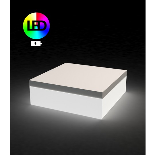 Quadrat Pouf 80x80x40cm Lumineux RGB LED avec Batterie