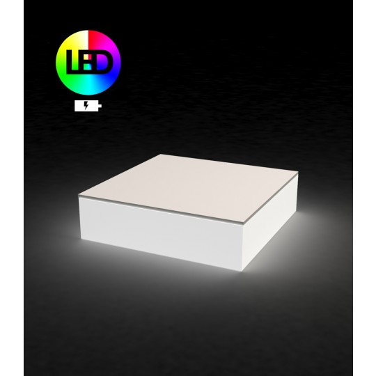Quadrat Table Basse 80x80x32cm Lumineuse RGB LED avec Batterie