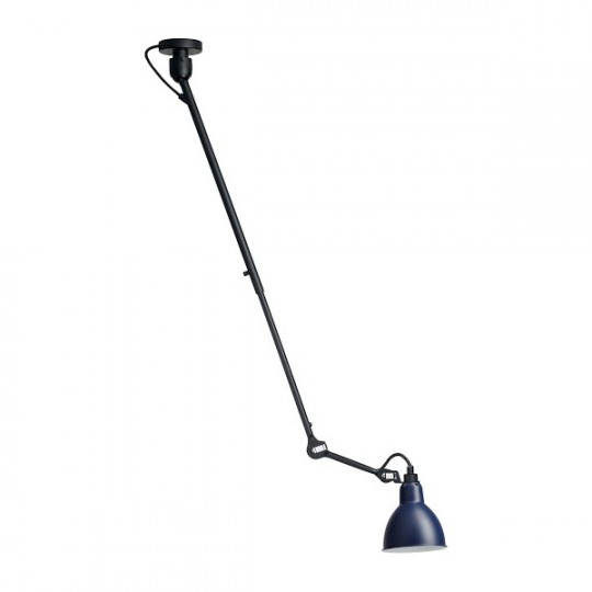 Suspension 302 Noir Satiné Réflecteur Bleu