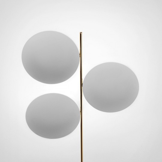 Lederam F3 Lampadaire Disques Blanc- Tiges Or