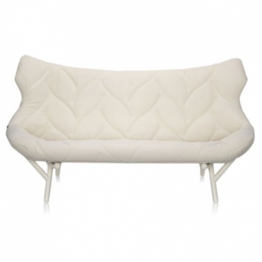 Foliage Canapé Molletonné Blanc ? Pieds Blancs