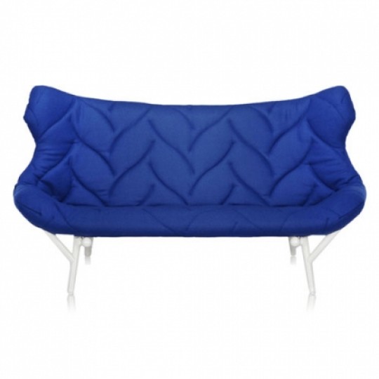 Foliage Canapé Molletonné Bleu ? Pieds Blancs