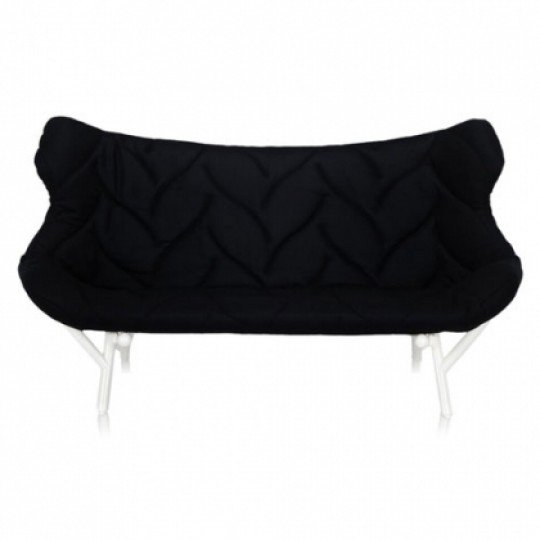 Foliage Canapé Molletonné Noir ? Pieds Blancs