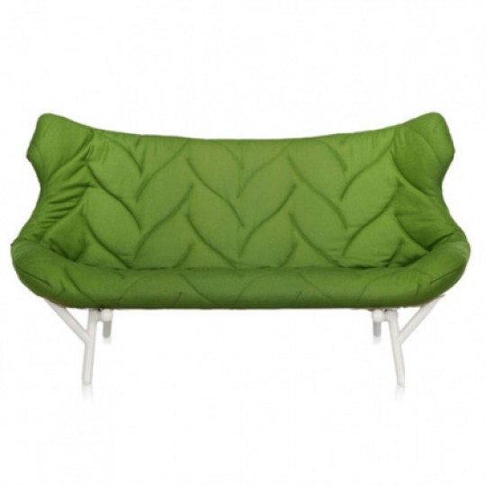 Foliage Canapé Molletonné Vert ? Pieds Blancs