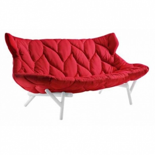 Foliage Canapé Molletonné Rouge ? Pieds Blancs