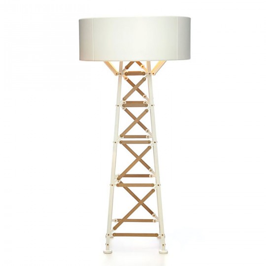 Construction Lampadaire H.185cm Blanc/ Bois