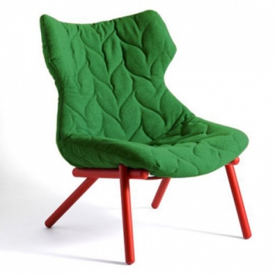 Foliage Fauteuil Molletonné Vert ? Pieds Rouges