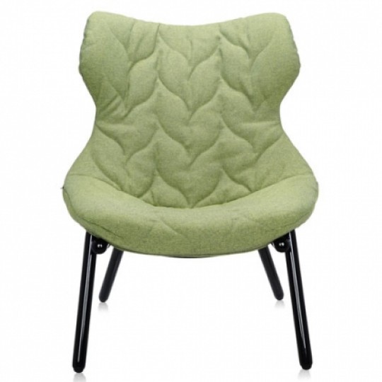 Foliage Fauteuil Trevira Vert ? Pieds Noirs