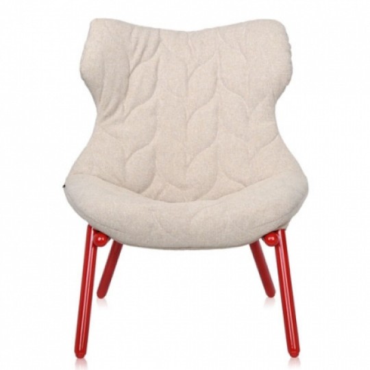 Foliage Fauteuil Trevira Beige ? Pieds Rouges