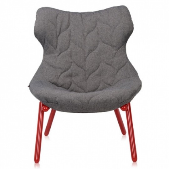Foliage Fauteuil Trevira Gris ? Pieds Rouges