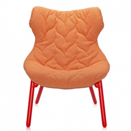Foliage Fauteuil Trevira Orange ? Pieds Rouges