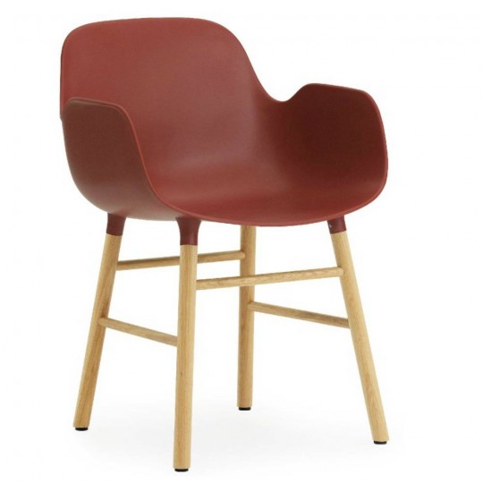 Form Fauteuil Rouge Pied en Chêne