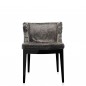 Mademoiselle Kravitz Pied Noir avec Fourrure Grise et Cuir Python Gris