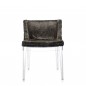 Mademoiselle Kravitz Transparent avec Fourrure Grise Cuir Noir