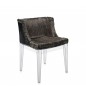 Mademoiselle Kravitz Transparent avec Fourrure Grise Cuir Noir