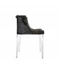 Mademoiselle Kravitz Transparent avec Fourrure Grise Cuir Noir