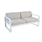 Bellevie Canape 2 places Blanc Coton Coussins Gris Flanelle