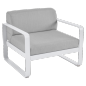 Bellevie Fauteuil Blanc Coton Coussin Gris Flanelle