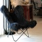 FAUTEUIL LE LHASSA AGNEAU DU TIBET NOIR/NOIR