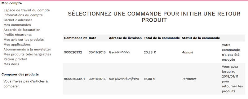 S&eacute;lectionner une commande 