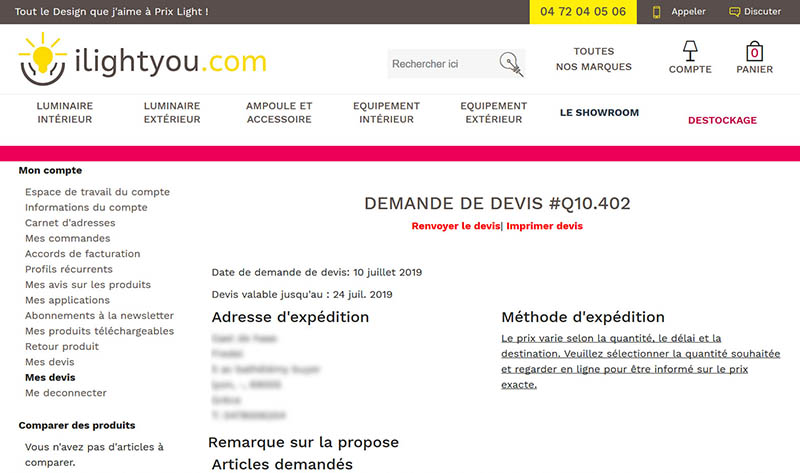 Ilightyou Validation de devis "Devis en ligne"