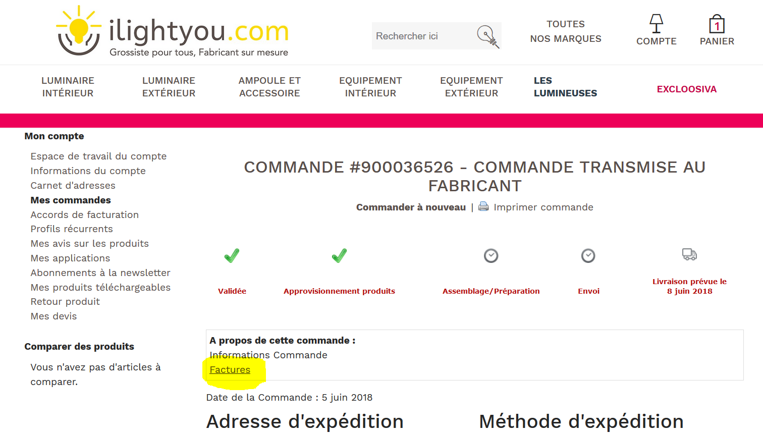 nouvelle commande facture